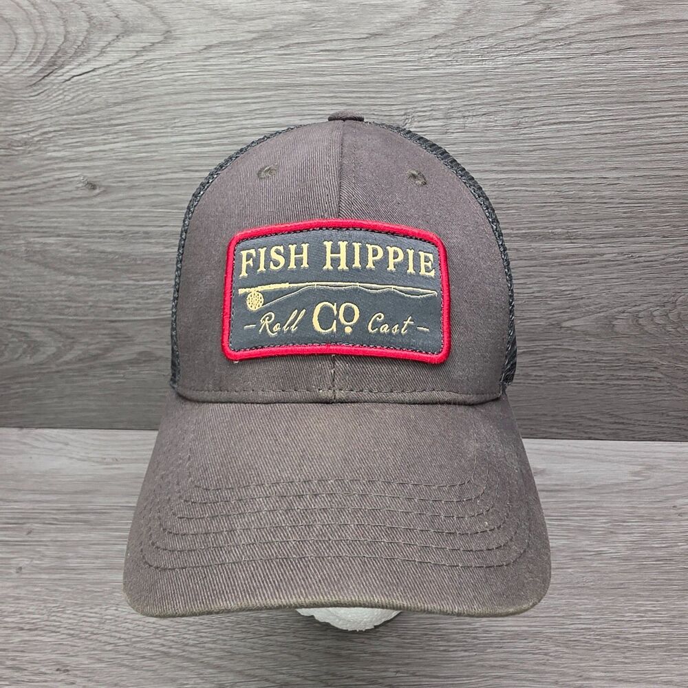 Fish Hippie Brown Trucker Hat with Red Patch
